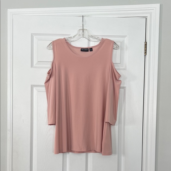 Nina Leonard Tops - Nina Leonard Dusty Rose Cold-Shoulder Long Sleeve Top